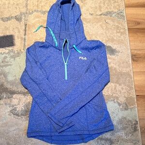 FILA Women's Heathered Blue Hoodie with Aqua Accents